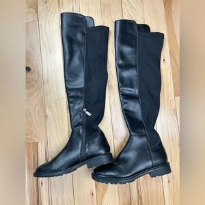 Blondo Velma Black Leather Boots Over The Knee Waterproof Stretchy Women’s Sz 9